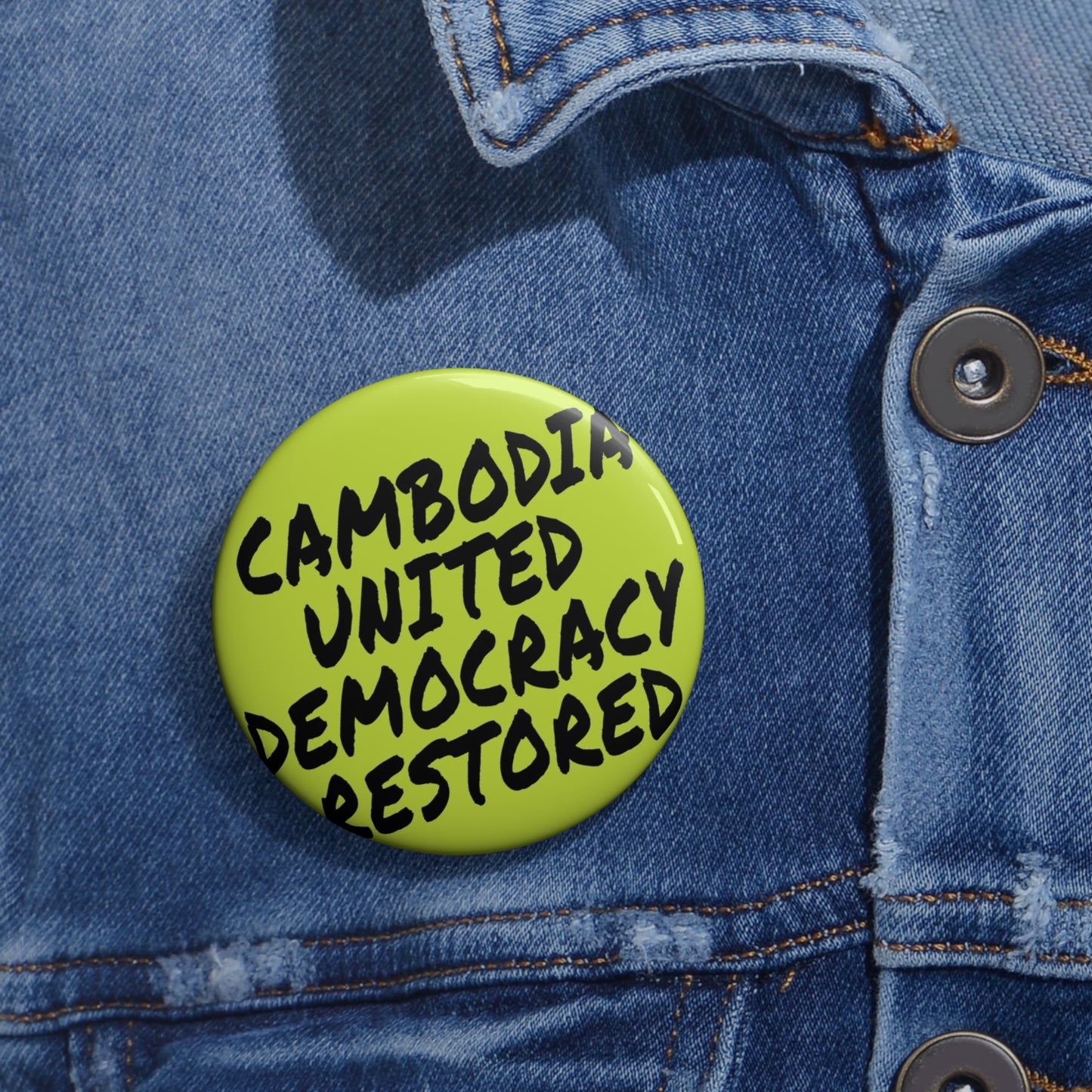 CAMBODIA UNITED - DEMOCRACY RESTORED BUTTON